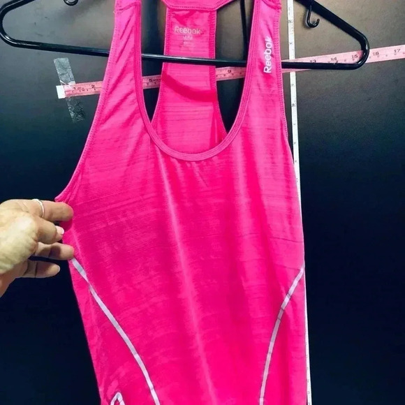 Reebok Racerback Athletic tank top, reflective accents, zipper media pocket - Picture 1 of 6